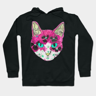 Pink floral kitty Hoodie